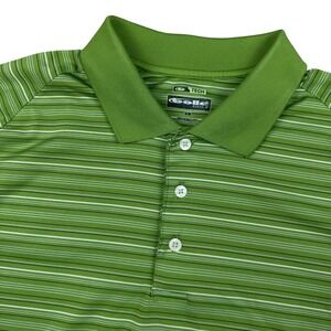 Bolle Golf Mens Large Green Striped Performance Short Sleeve Polo Shirt Stretch